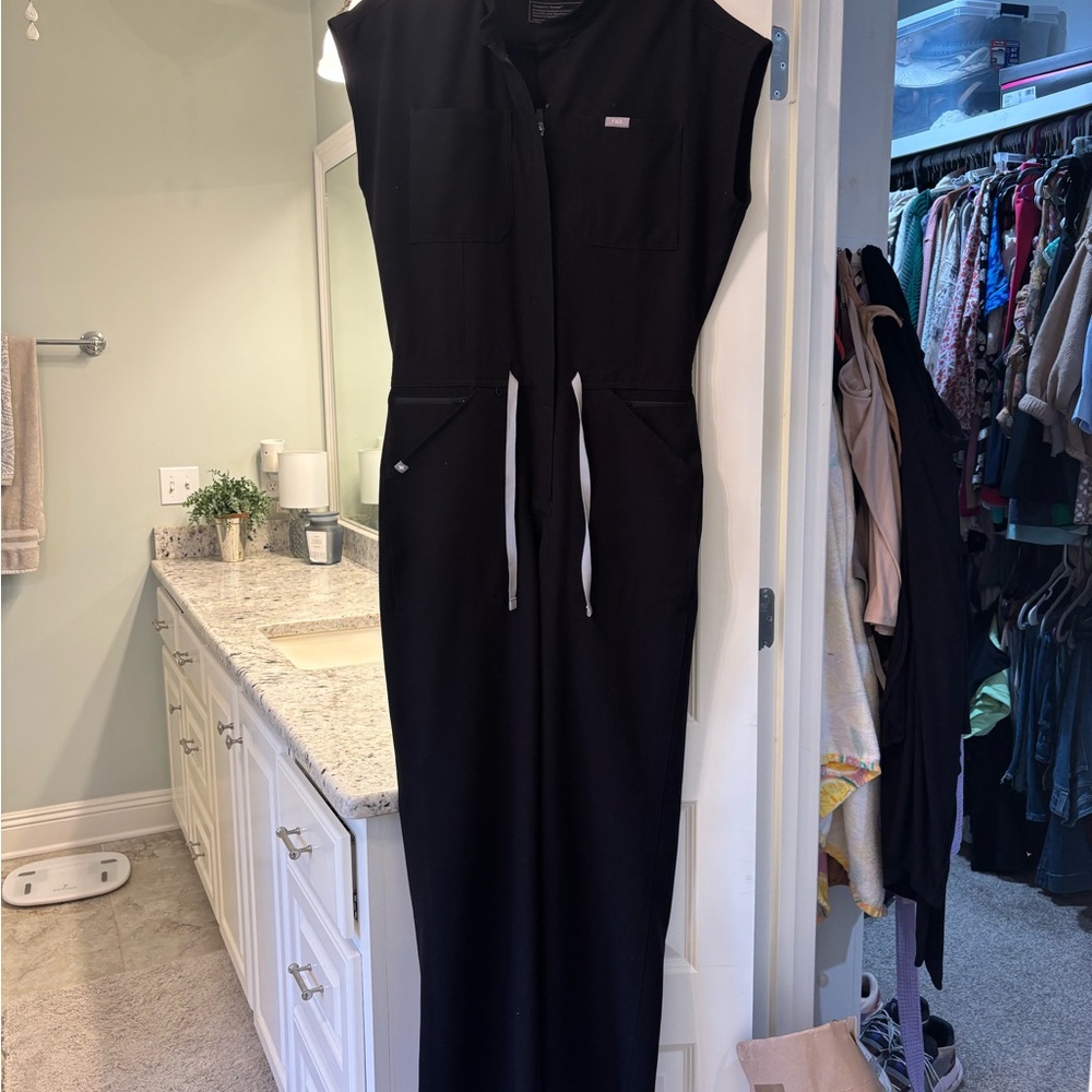 Figs Black Sleeveless Jumpsuit